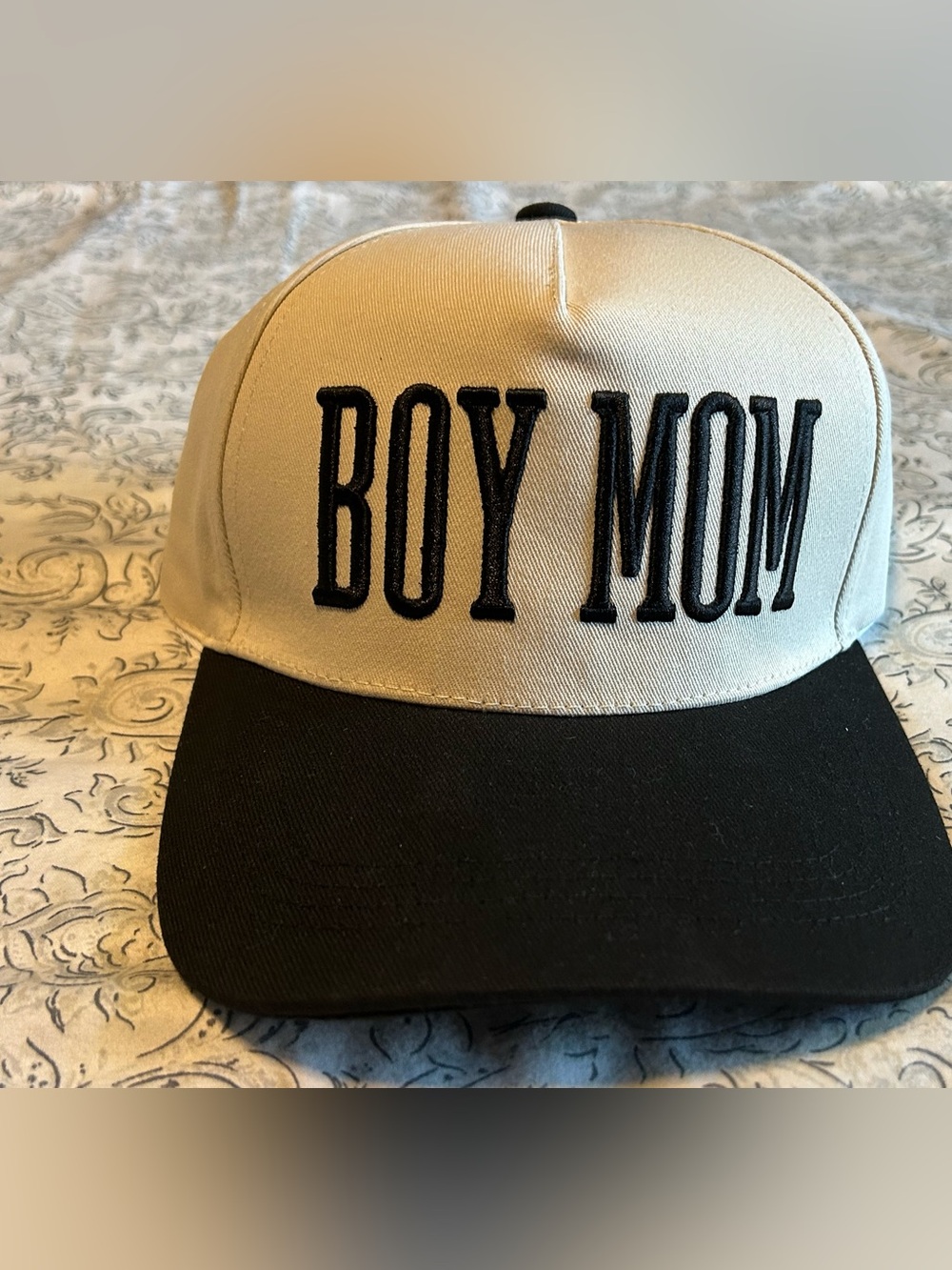 Brand New Boy Mom Two-Tone Baseball Cap - Black & Cream